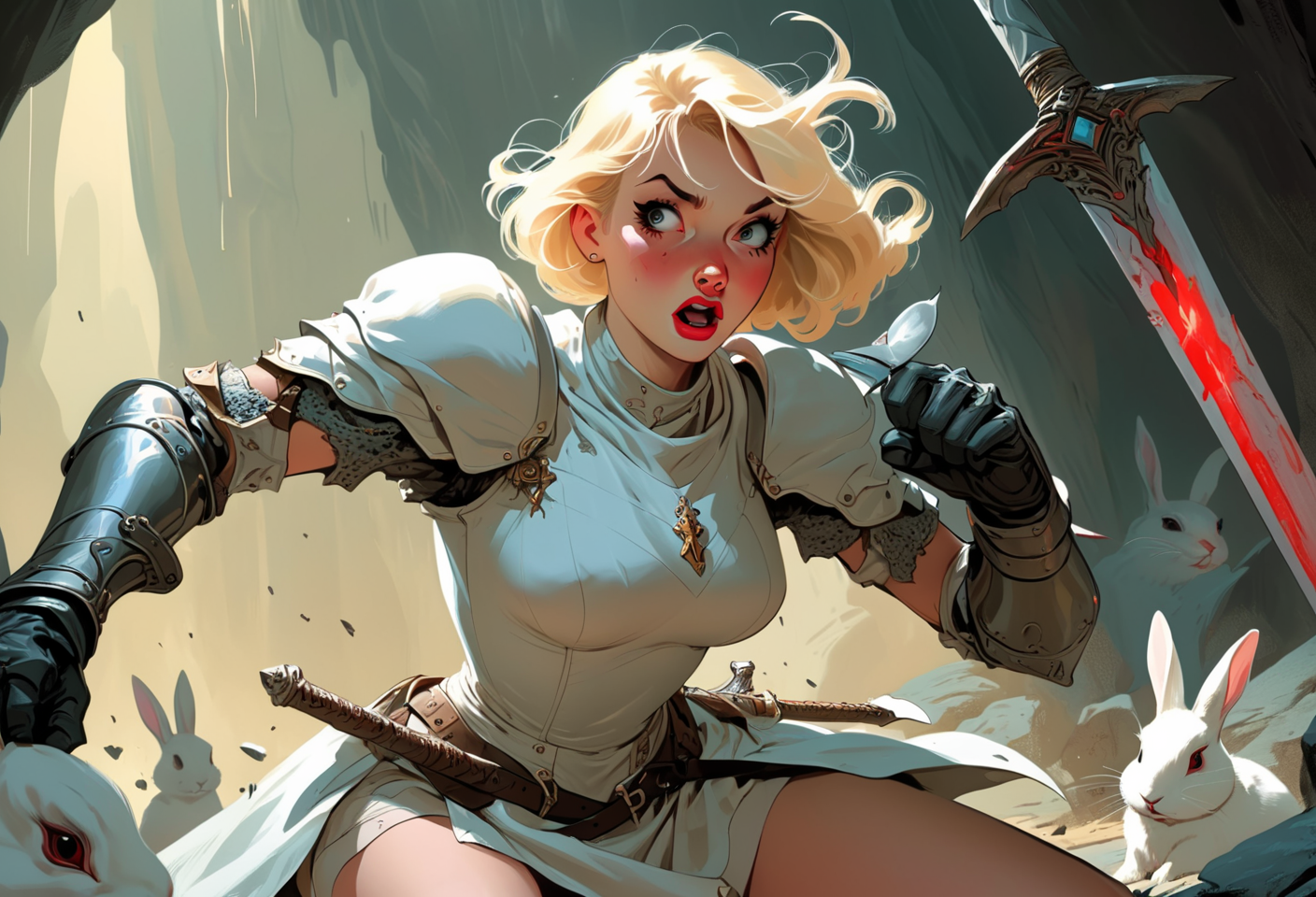 00066-260858050-Pinup. Closeup of a playful and chaotic scene of a blonde knight fighting a white rabbit. _BREAK_The blonde knight, adorned with.png